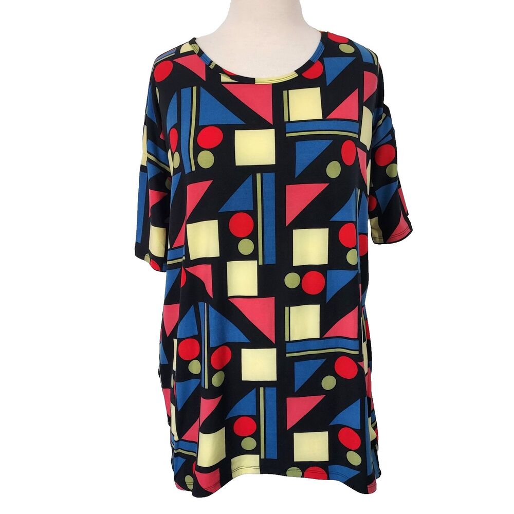 Lularoe Irma Tunic Top Comfy Soft Size XS High Low Short Sleeve Colorful NWT